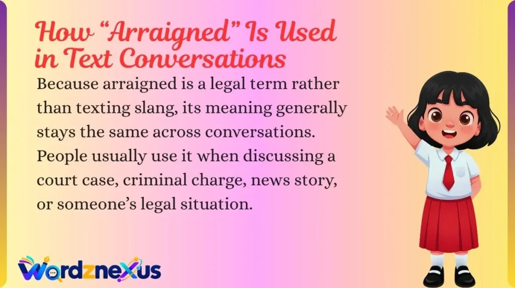 How “Arraigned” Is Used in Text Conversations